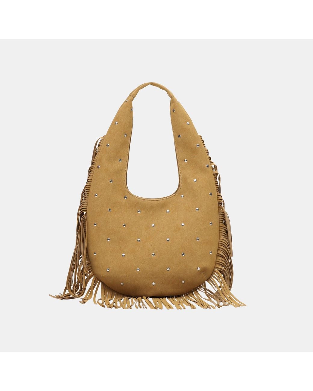 Firetrap Natural Faux Suede Fringed Hobo Bag