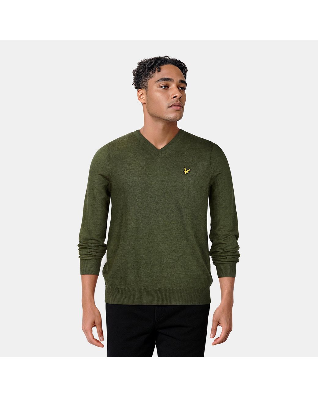 Lyle & Scott Green Golf V Neck Jumper for men