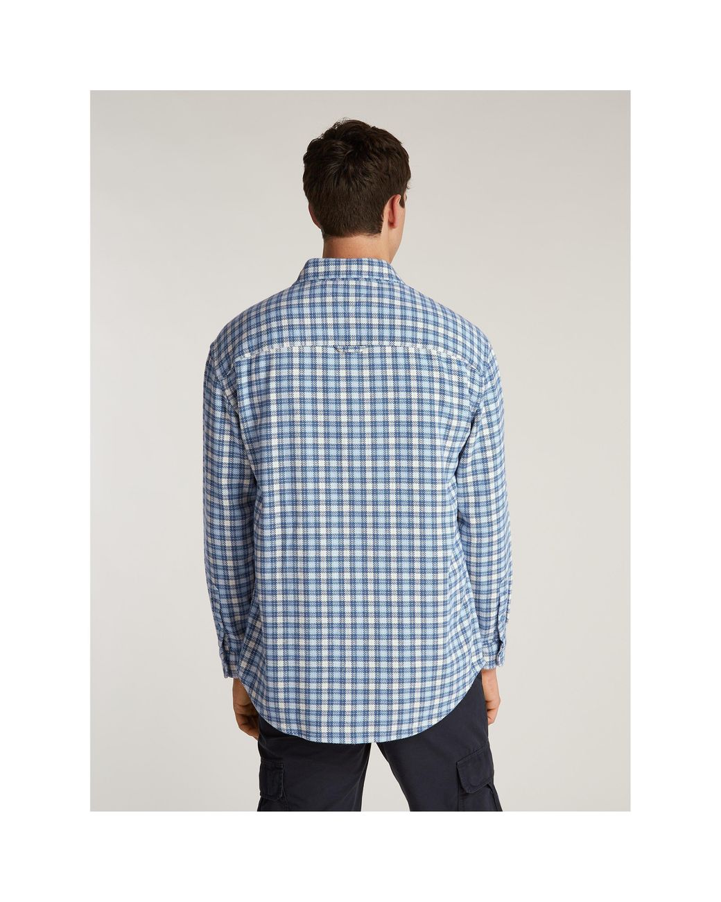 Tommy Hilfiger Blue Badge Long Sleeve Patterned Flannel Shirt for men
