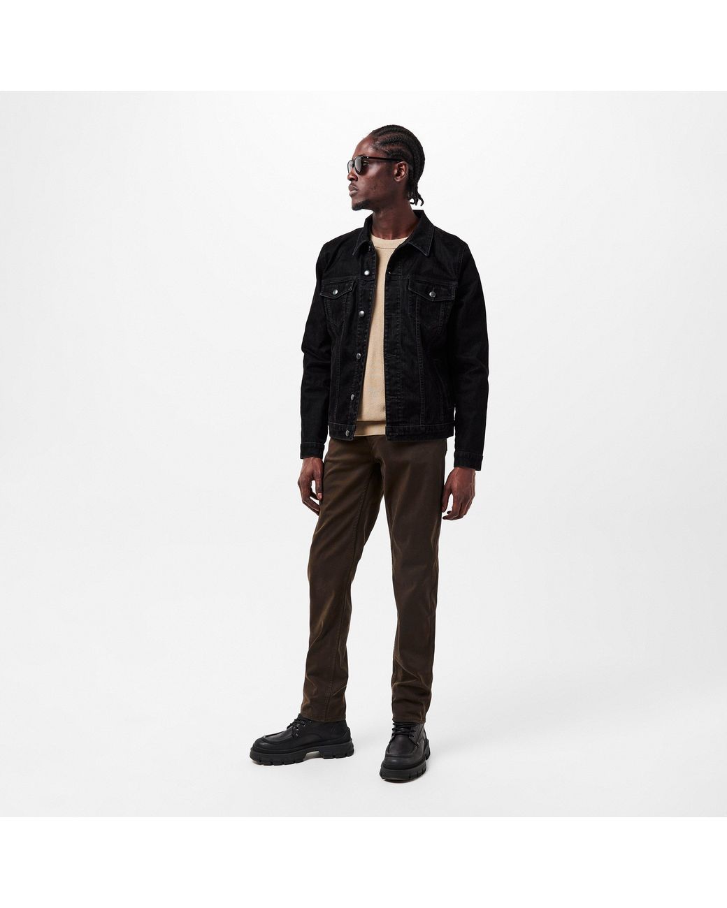 7 For All Mankind Brown Slimmy Sateen Slim Fit Trousers for men