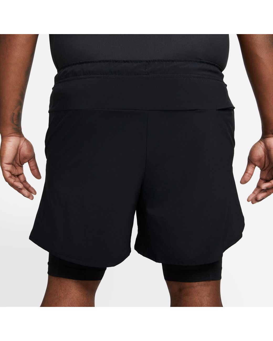 Nike Black Dri-Fit Unlimited 7 2-In-1 Woven Fitness Shorts for men