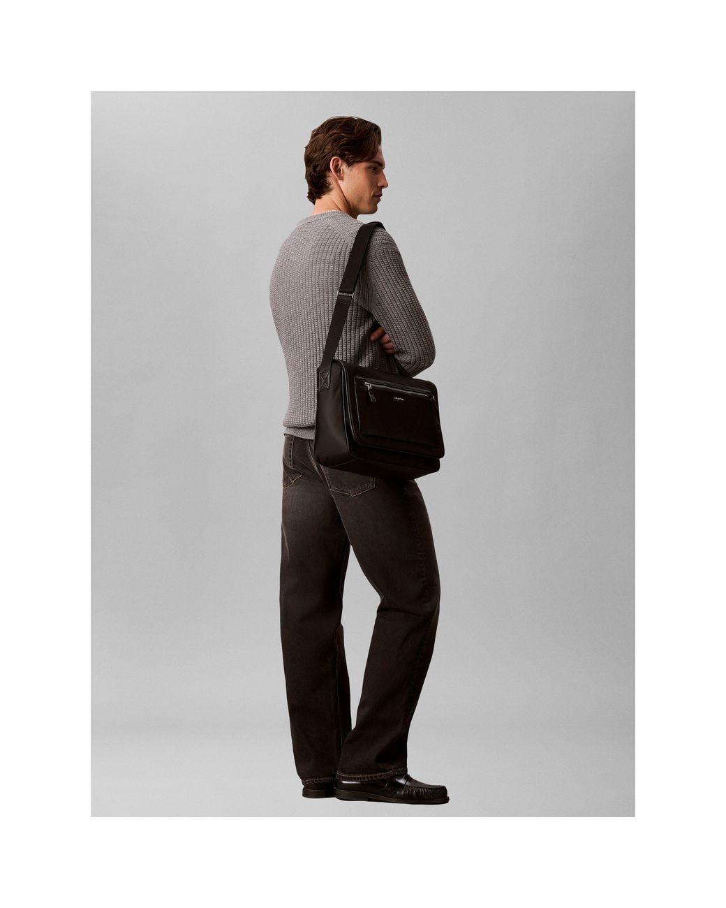 Calvin Klein Black Raised Messenger Bag for men