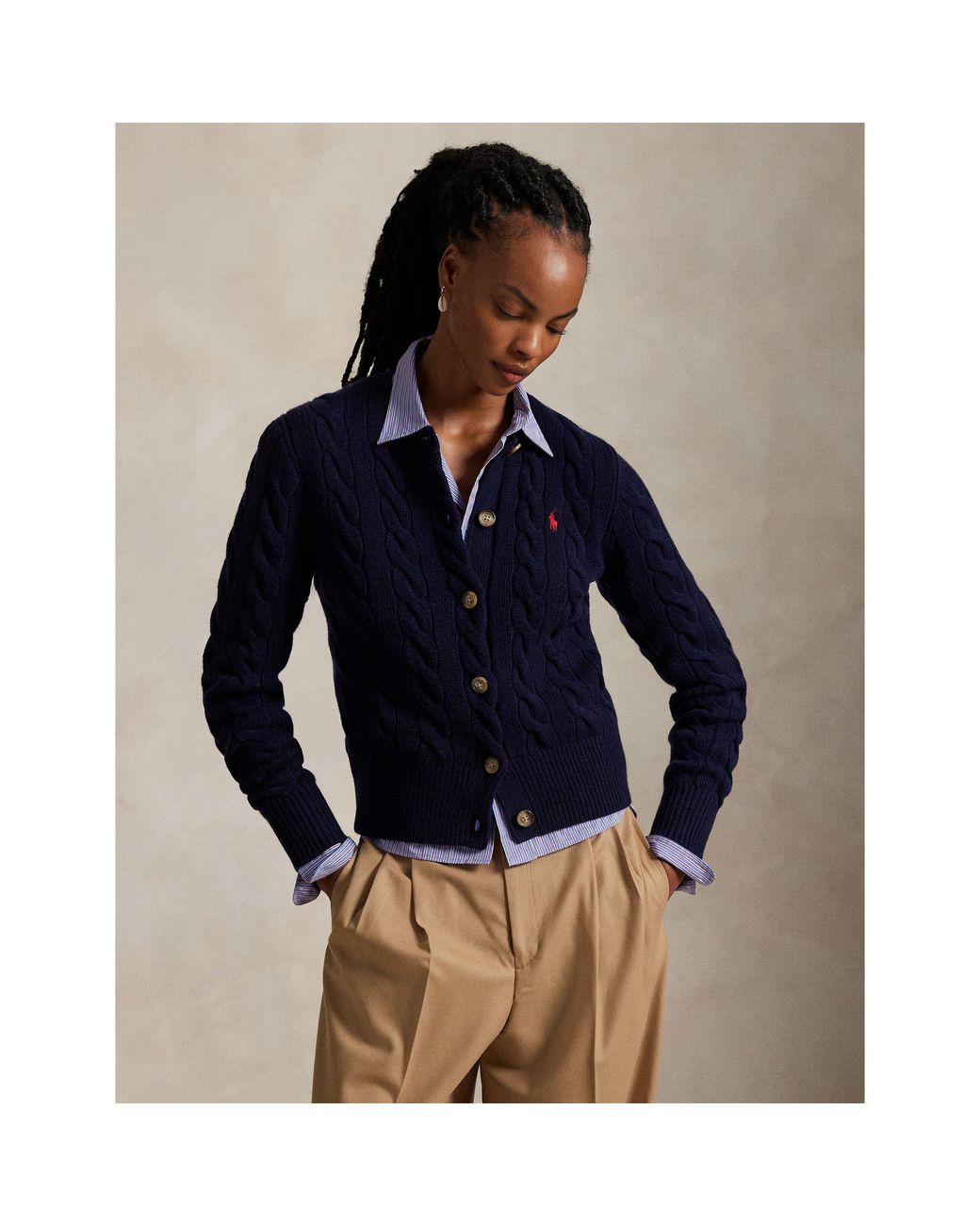 Polo Ralph Lauren Blue Cable Knit Cardigan