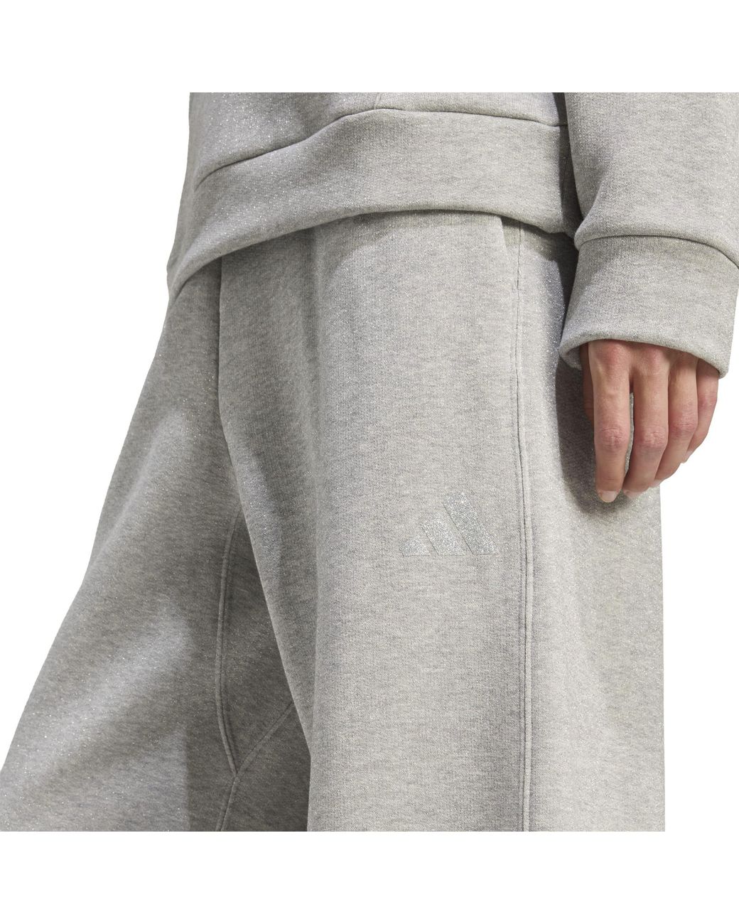 Adidas Gray Glitter Closed Hem Fleece Joggers