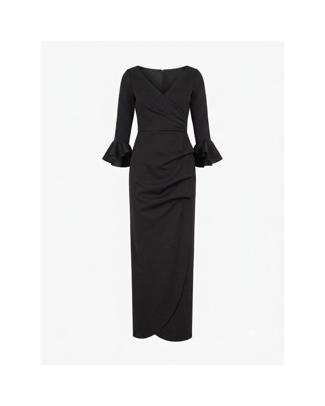 Gina Bacconi Black Uma Maxi Dress With Fluted Sleeves