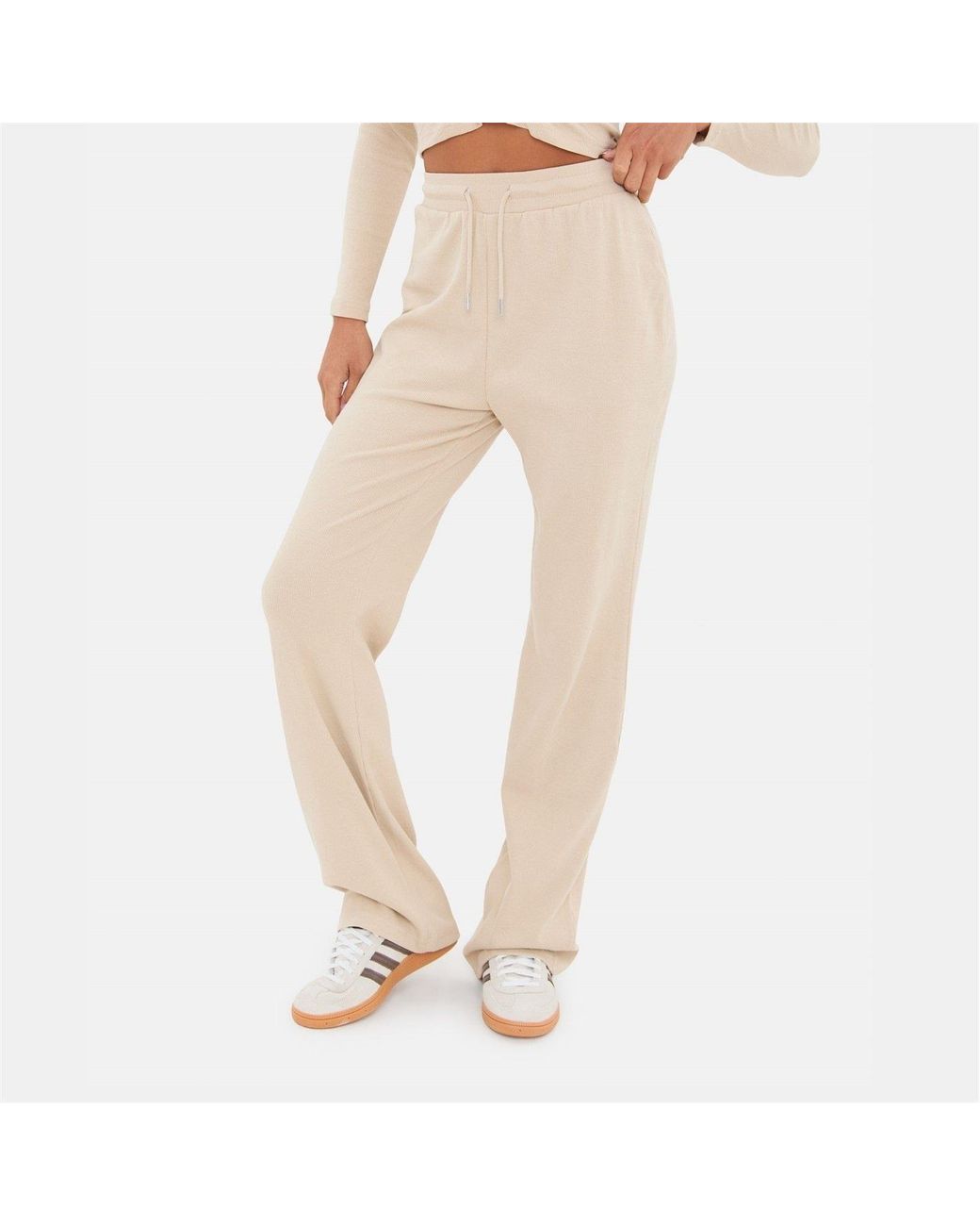 I Saw It First Natural Ribbed Wide Leg