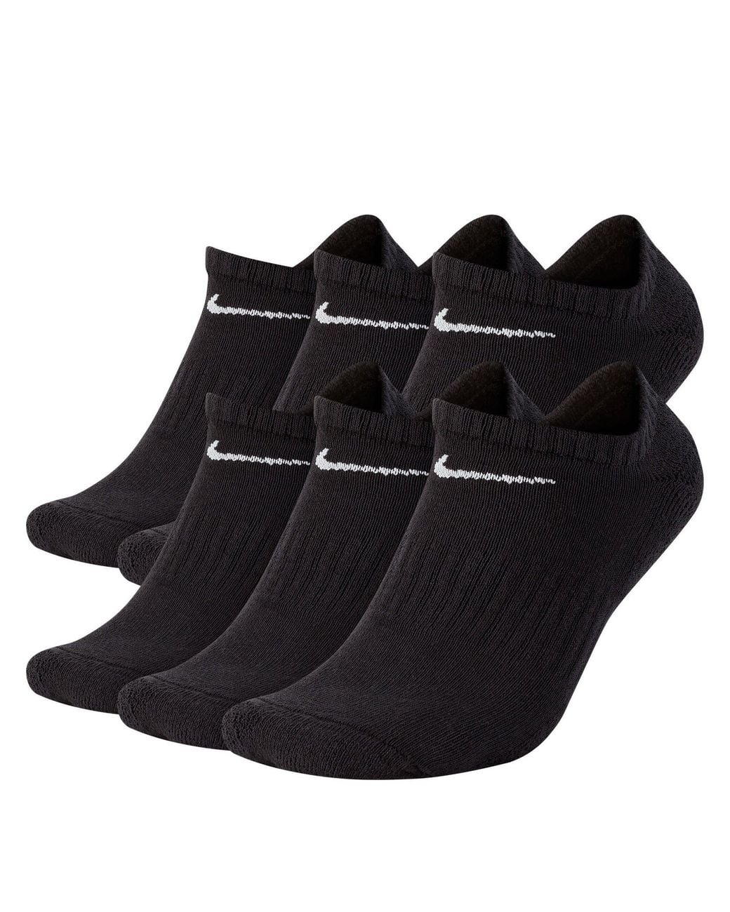 Nike Black 6 Pack No Show Trainer Socks for men