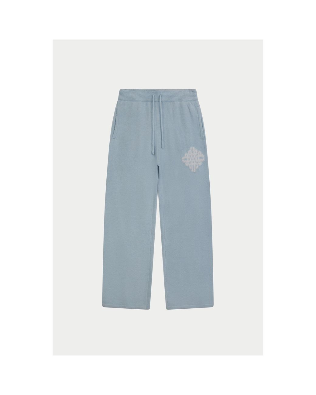 The Couture Club Blue Fluffy Wool Chunky Knit Trousers
