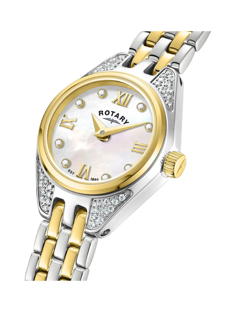 Rotary Metallic Ladies Cocktail Mop Tt Ss Bracelet Watch