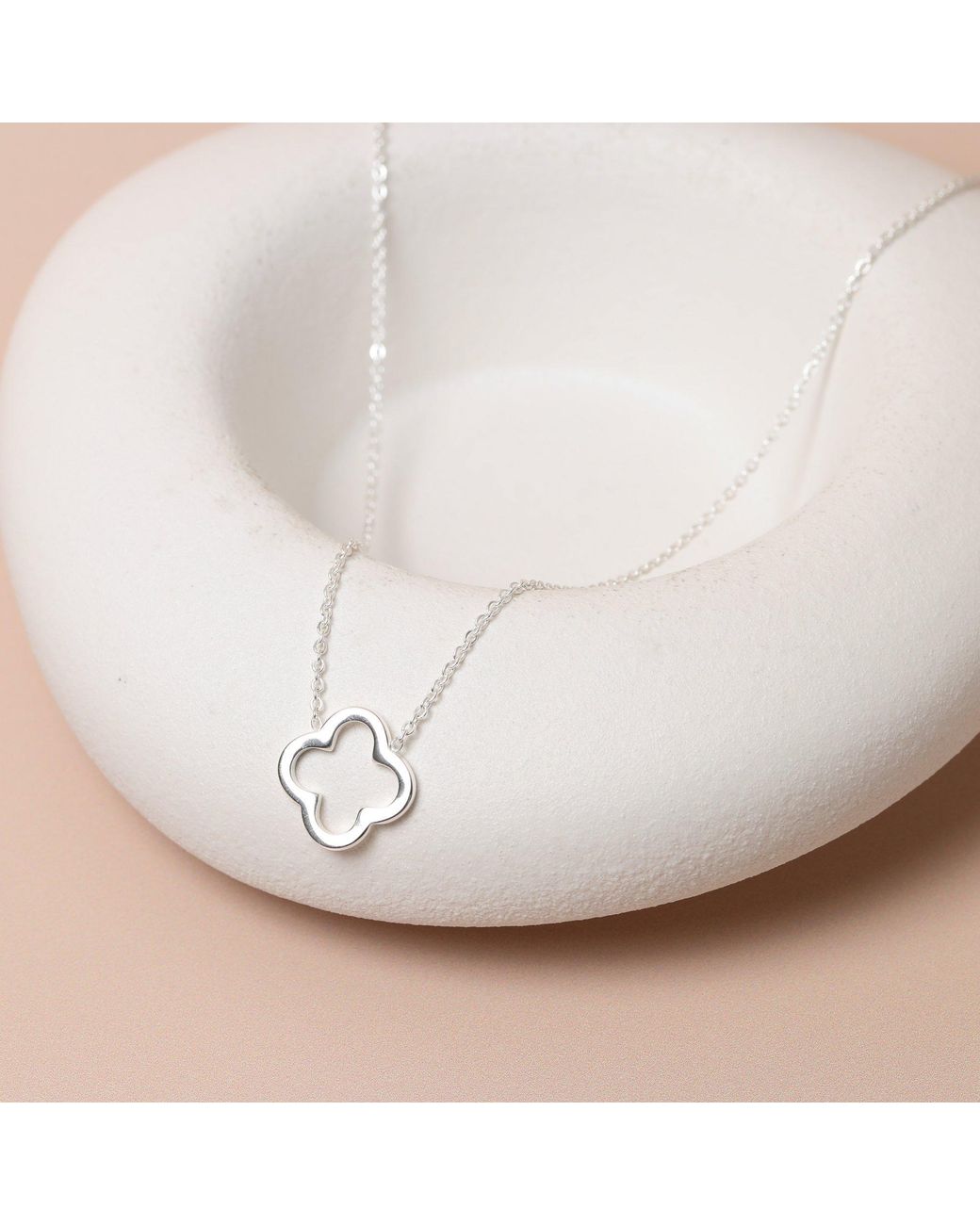 Jon Richard Metallic Sterling Plated Waterproof Clover Necklace