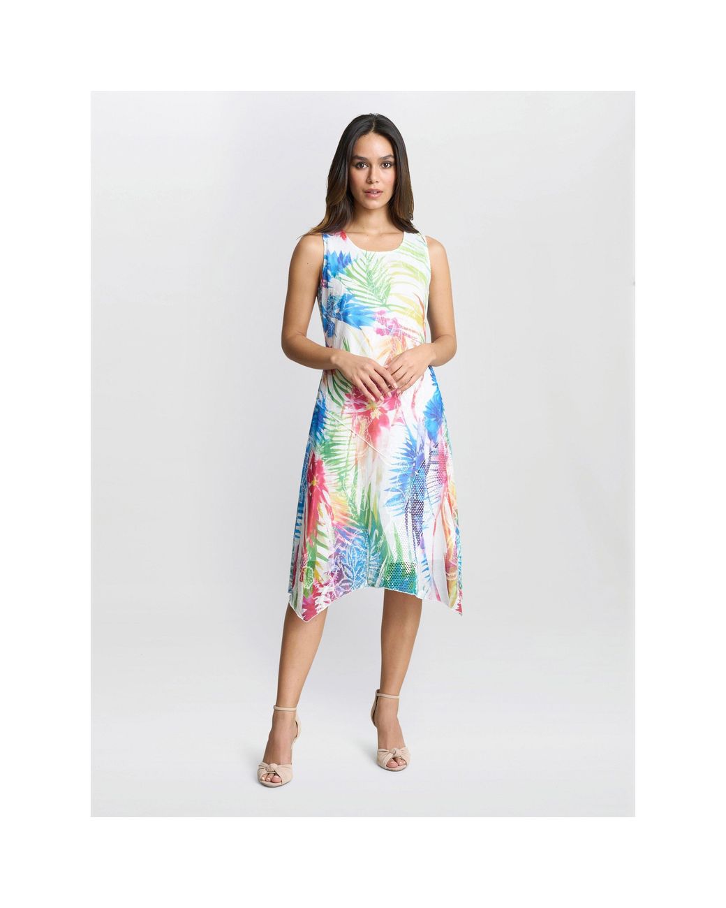 Gina Bacconi Blue Eliza Sleevelss Asymmetric Hem Dress