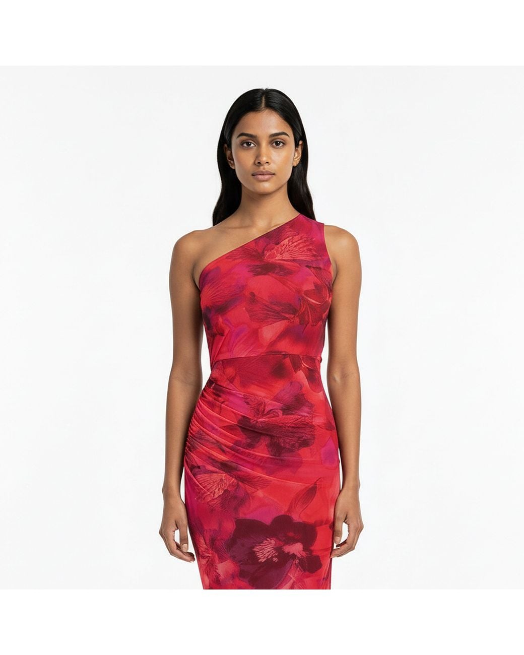 I Saw It First Red Printed Mesh Maxi Dress