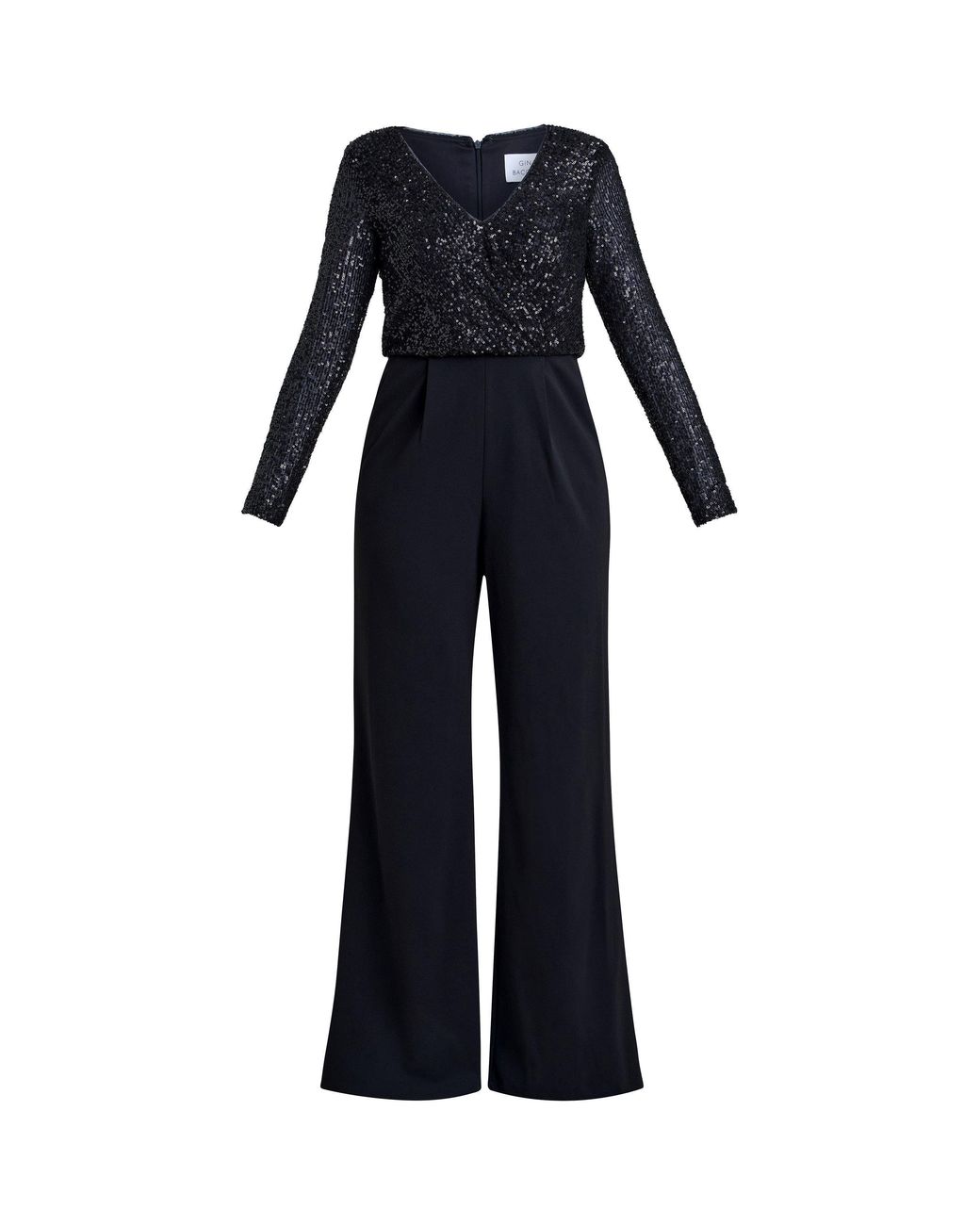 Gina Bacconi Blue Allegra Sequin Crepe Jumpsuit