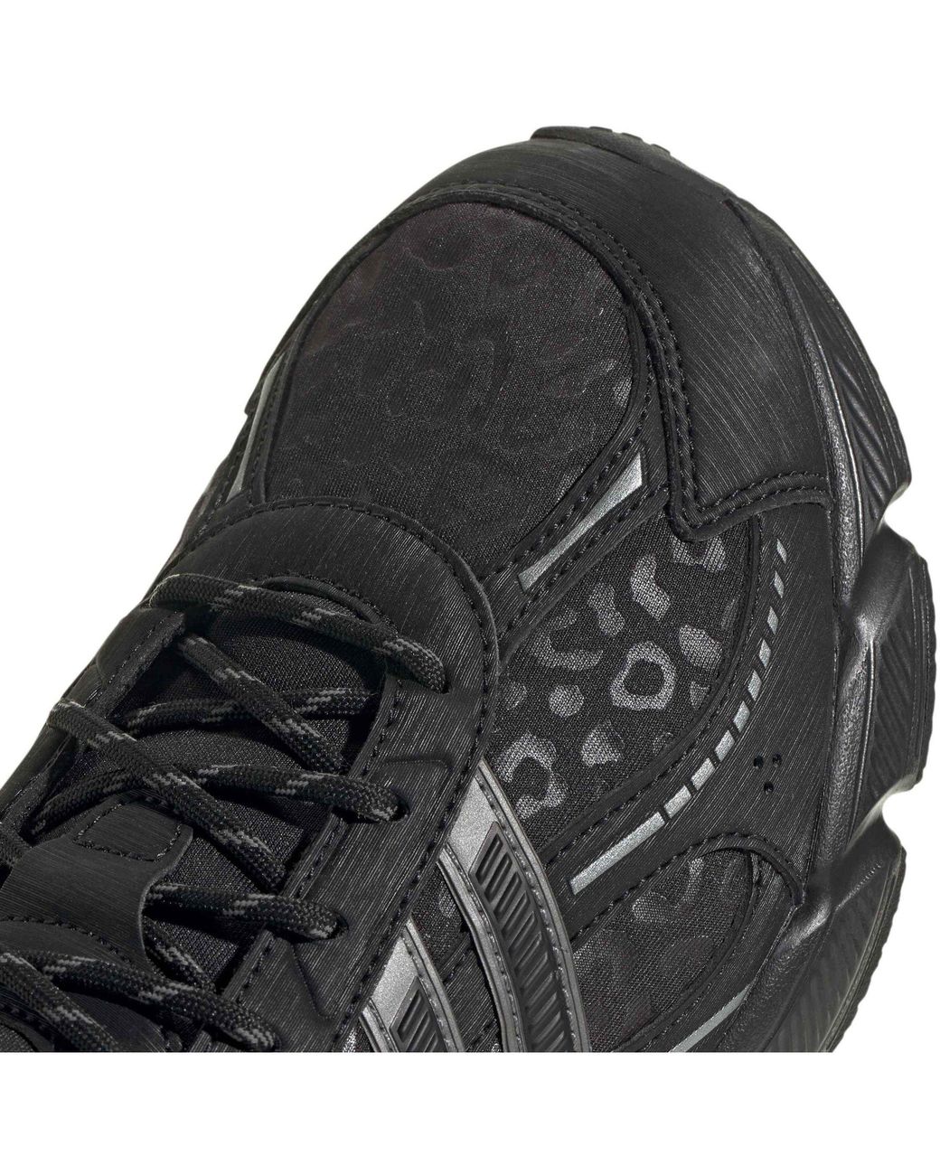 Adidas Black Technochaos 2 Leopard Low Top Sneakers for men