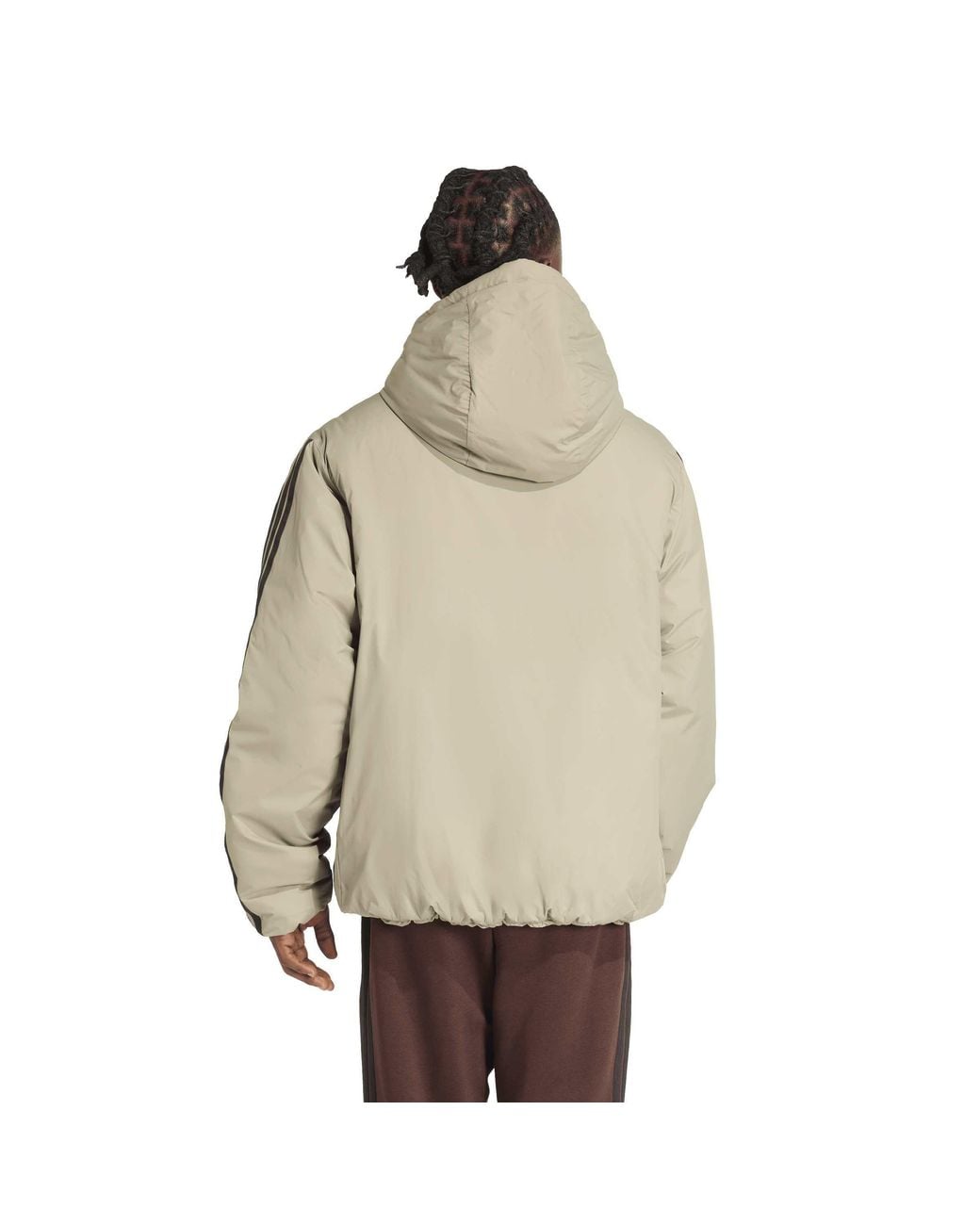 Adidas Green Essentials 3-Stripes Insulated Hooded Puffer Jacket for men