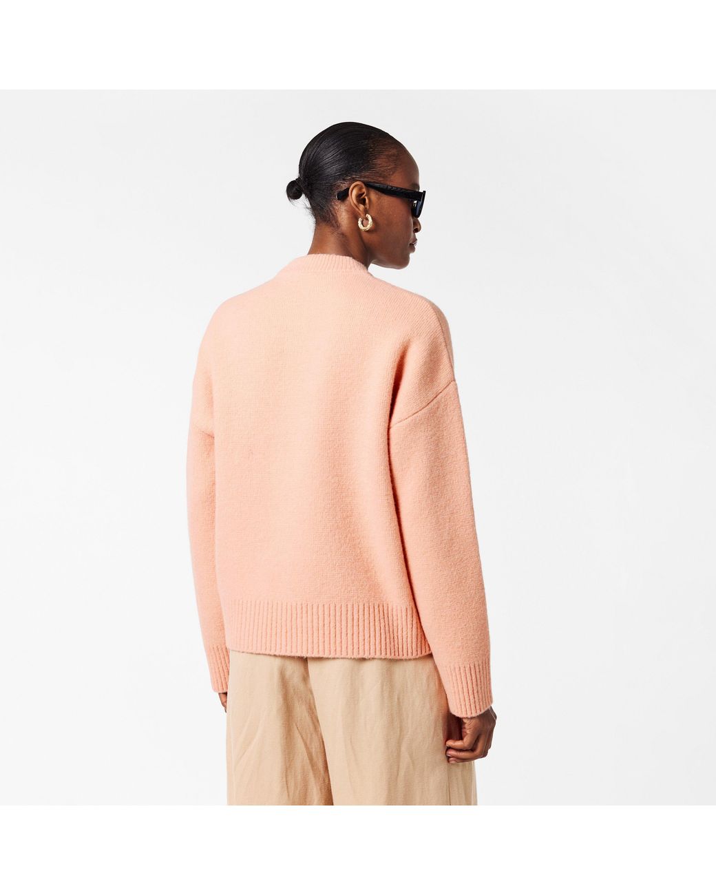 AMI Pink Nuage Soft Knit Relaxed Fit Crew Neck Jumper
