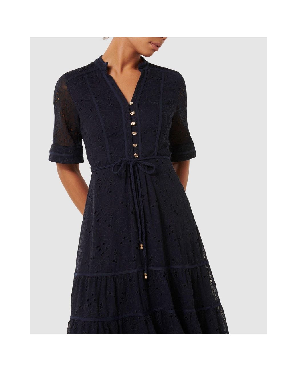 Forever New Black Rachel Embroidered Midi Dress