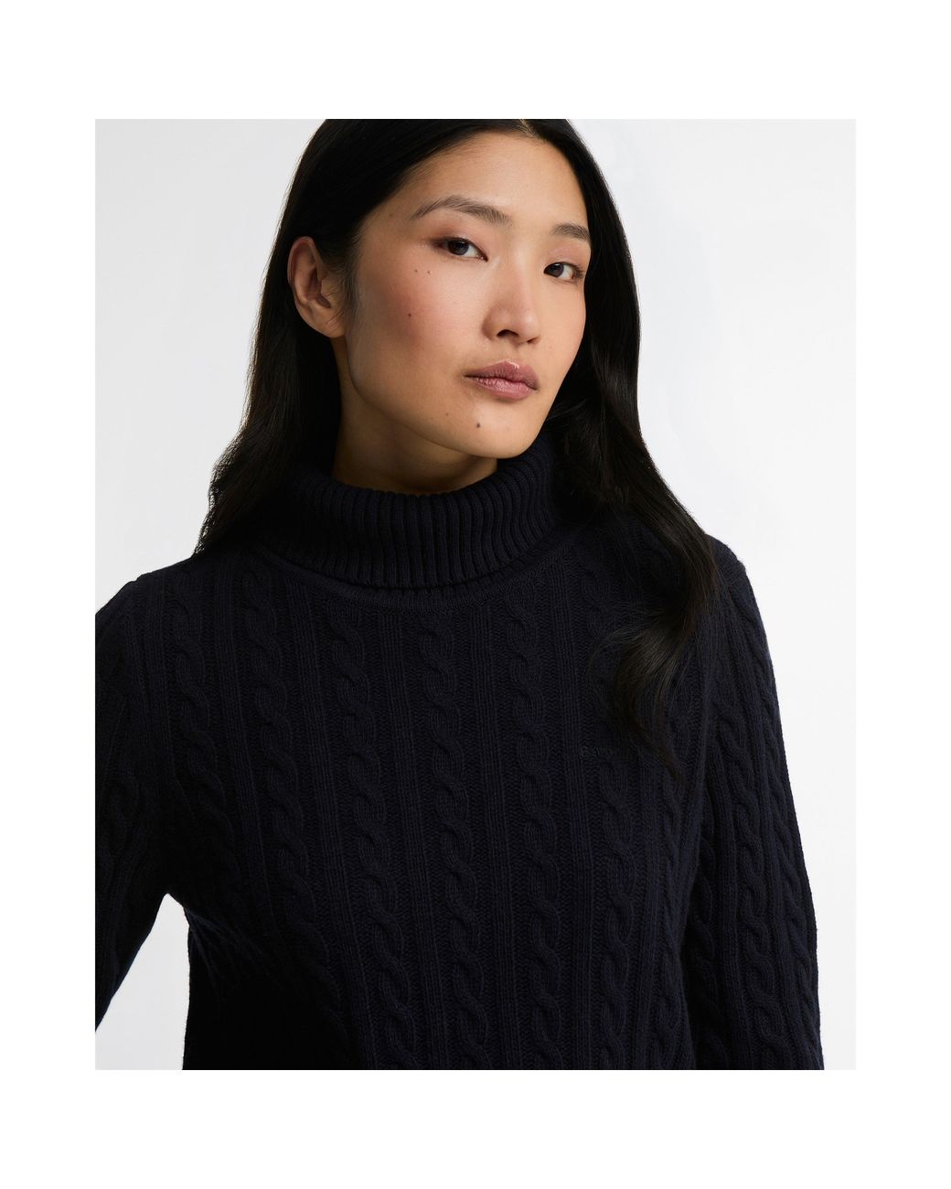 Barbour Black Ambleside Wool Cable-Knit Jumper