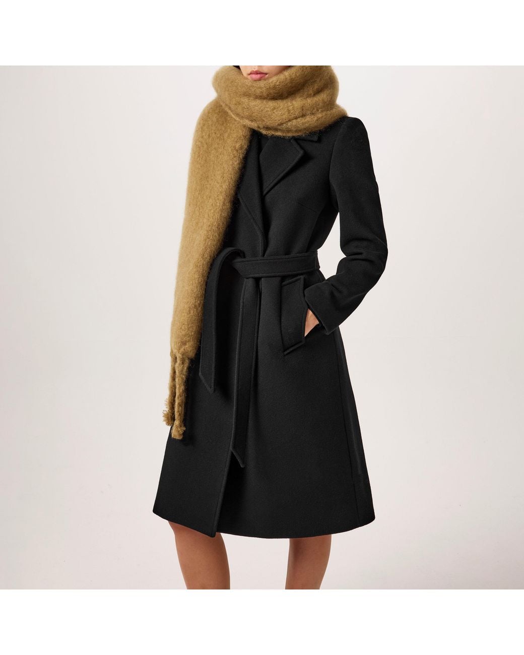 Barbour Black Clodagh Wool Mid-Length Trench Overcoat