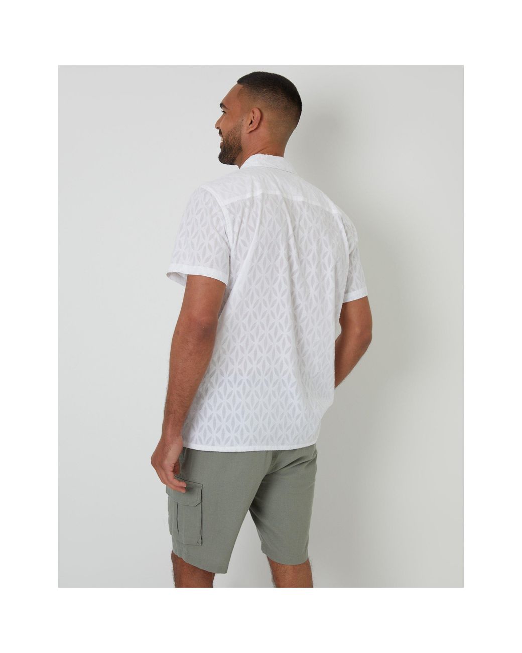 Threadbare White Short-Sleeve Bowling Shirt for men