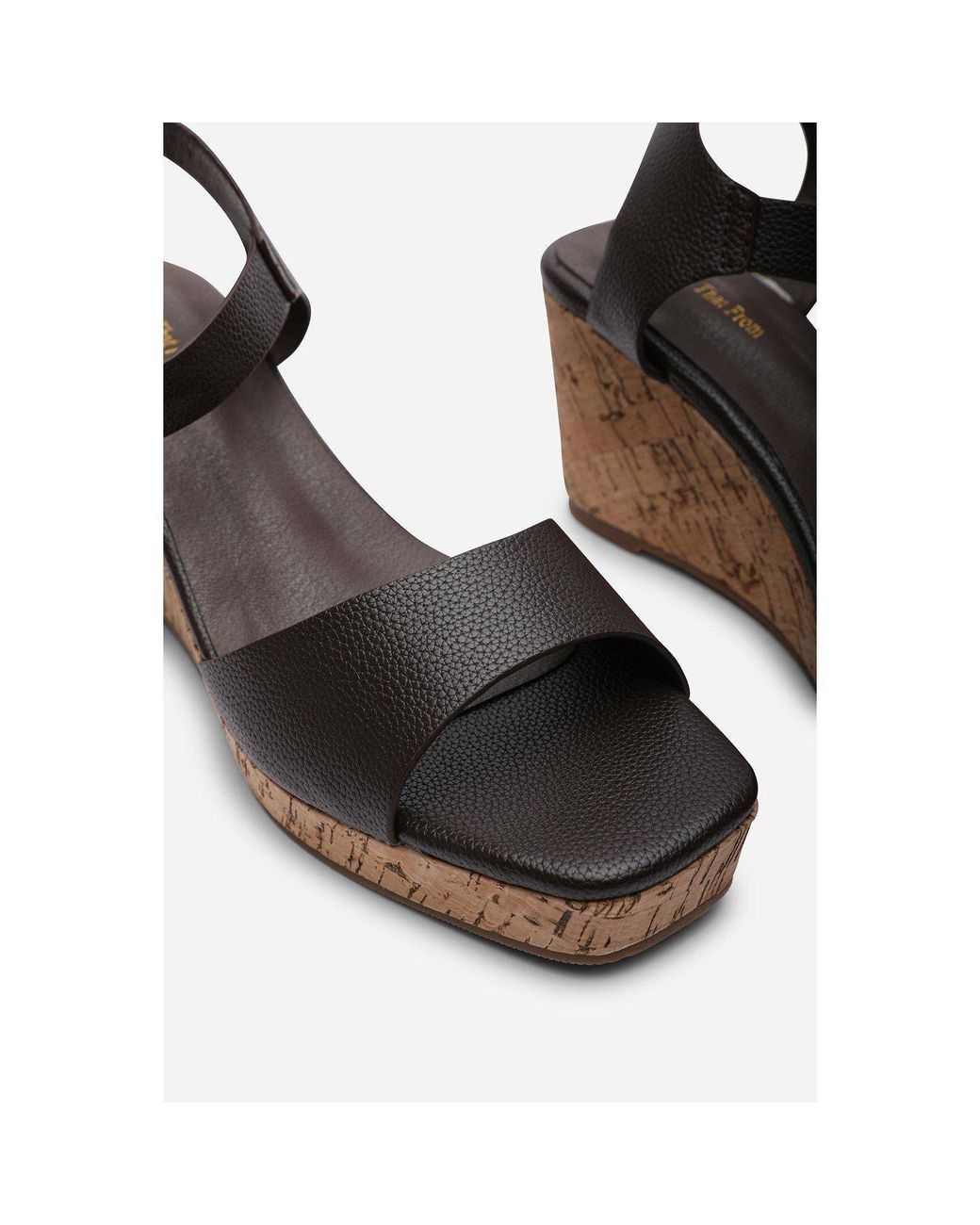 Where's That From Brown Giselle Wide Fit Cork Platform Wedge