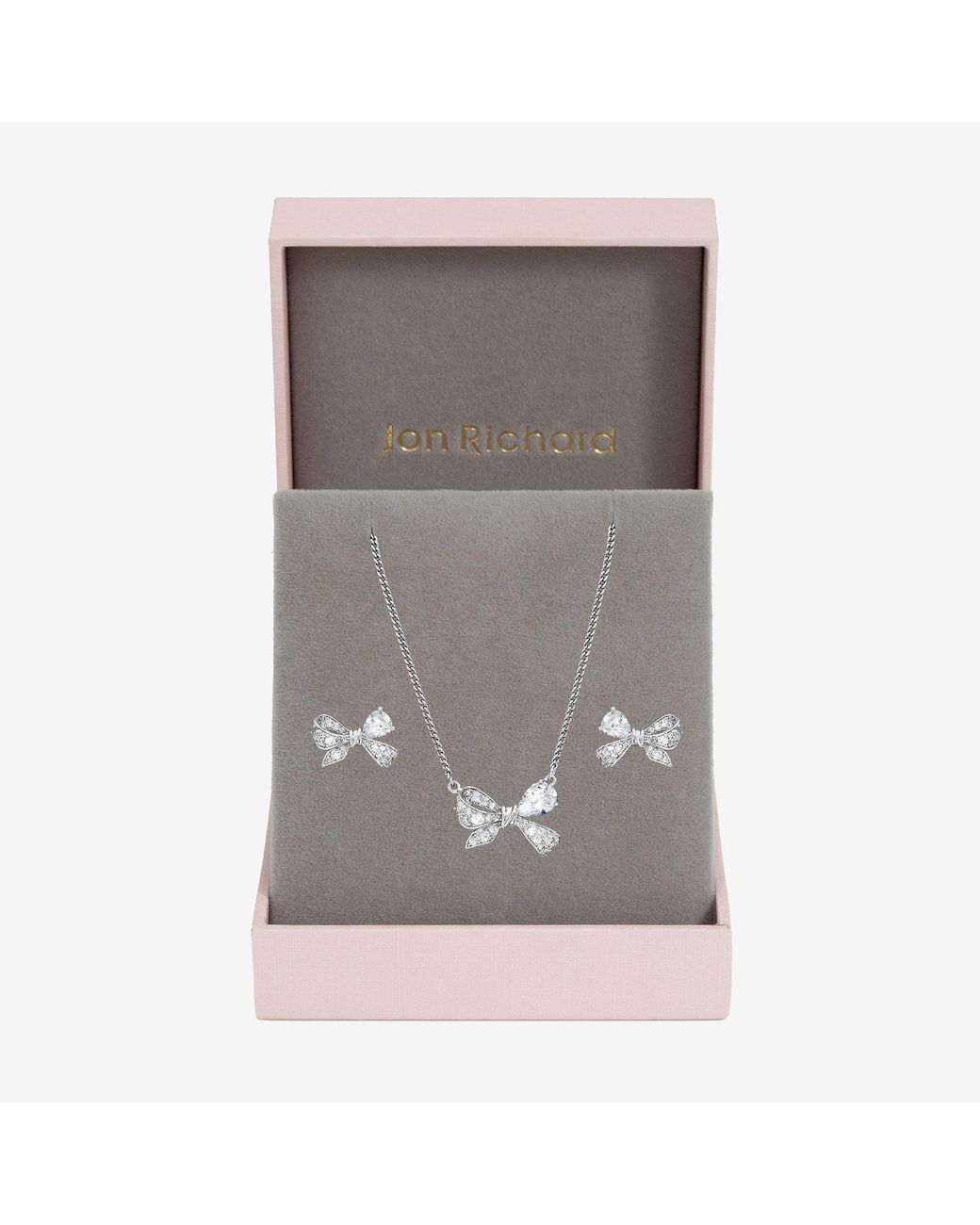 Jon Richard Gray Rhodium Plated Bow Box Set