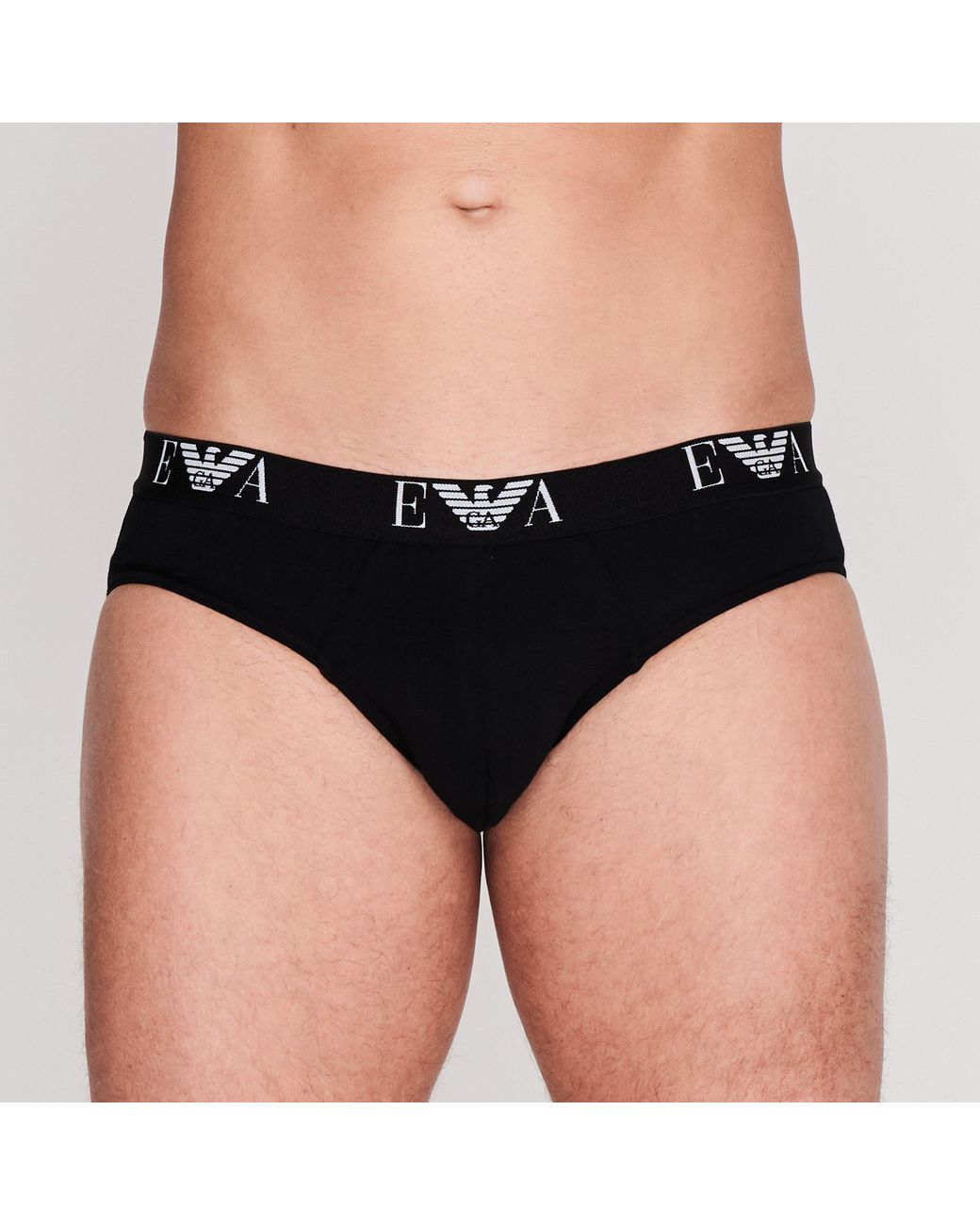 Emporio Armani Black 3 Pack Cotton Mid Rise Briefs for men