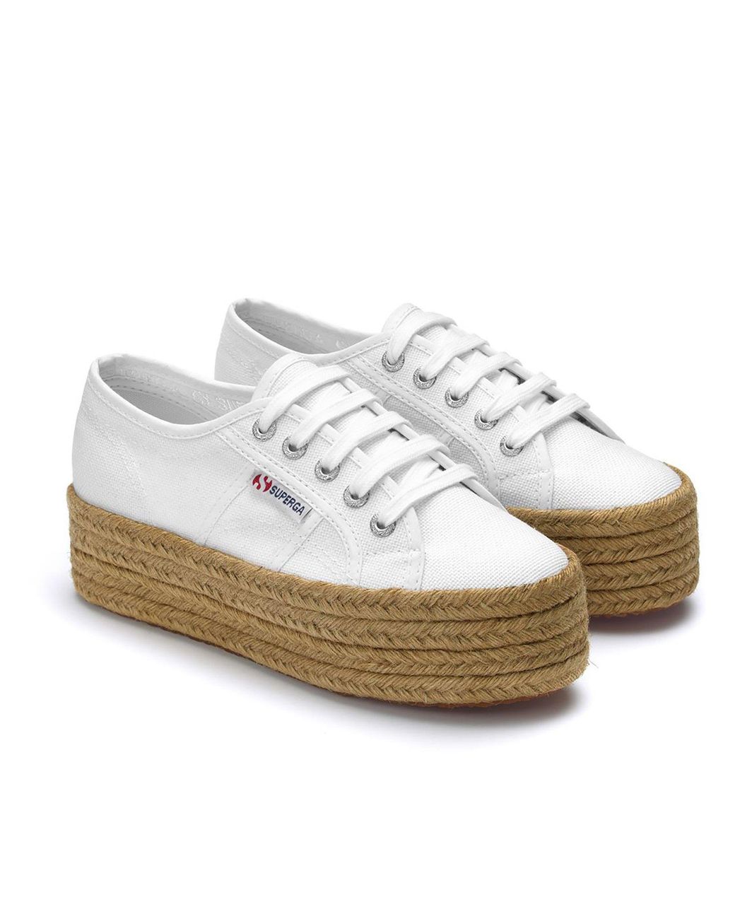 Superga White Rope Platform Trainers