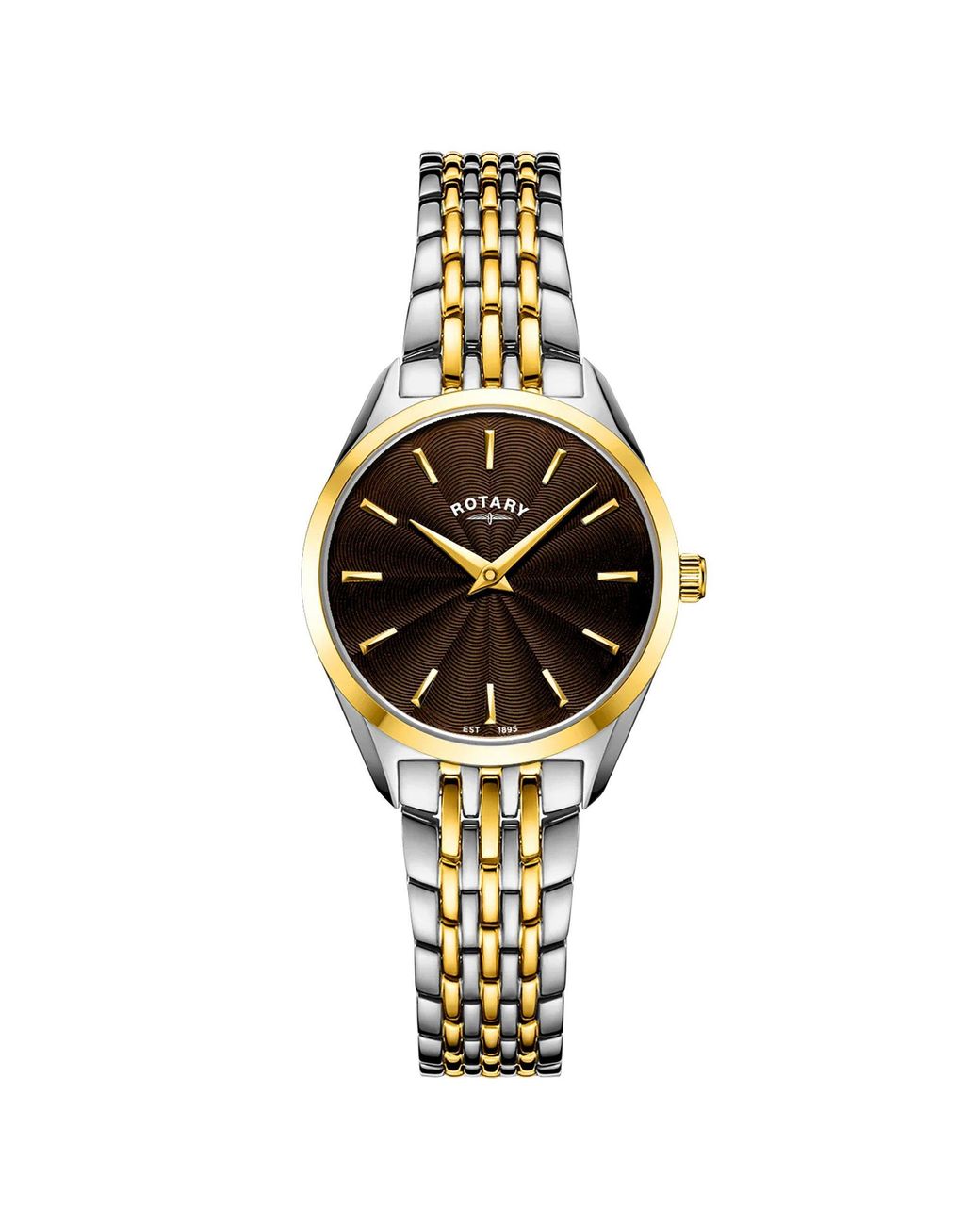 Rotary Metallic Ladies Ultra Slim Two Tone Ss Bracelet Wat