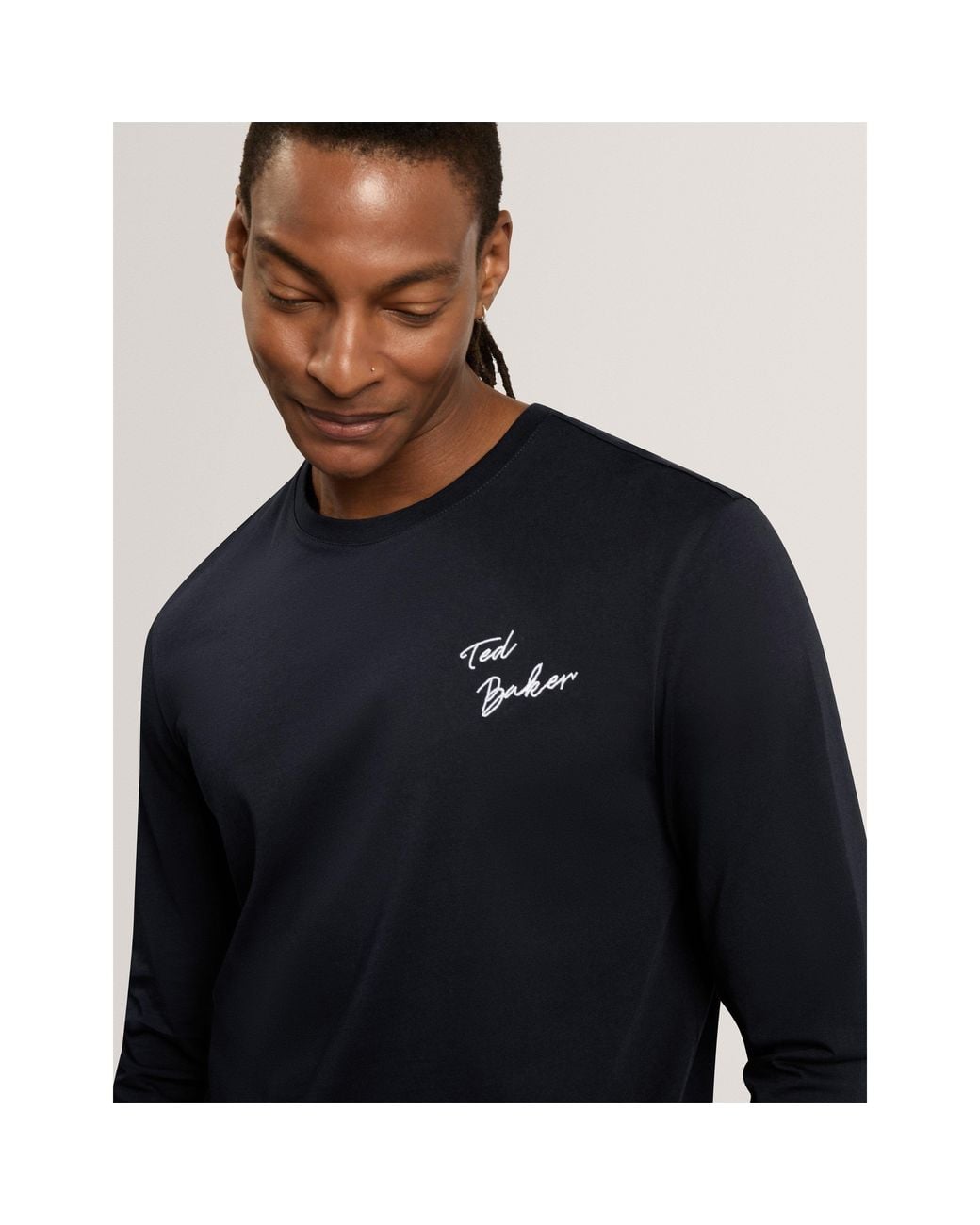Ted Baker Blue Ted Ls Branded Tee Sn71 for men