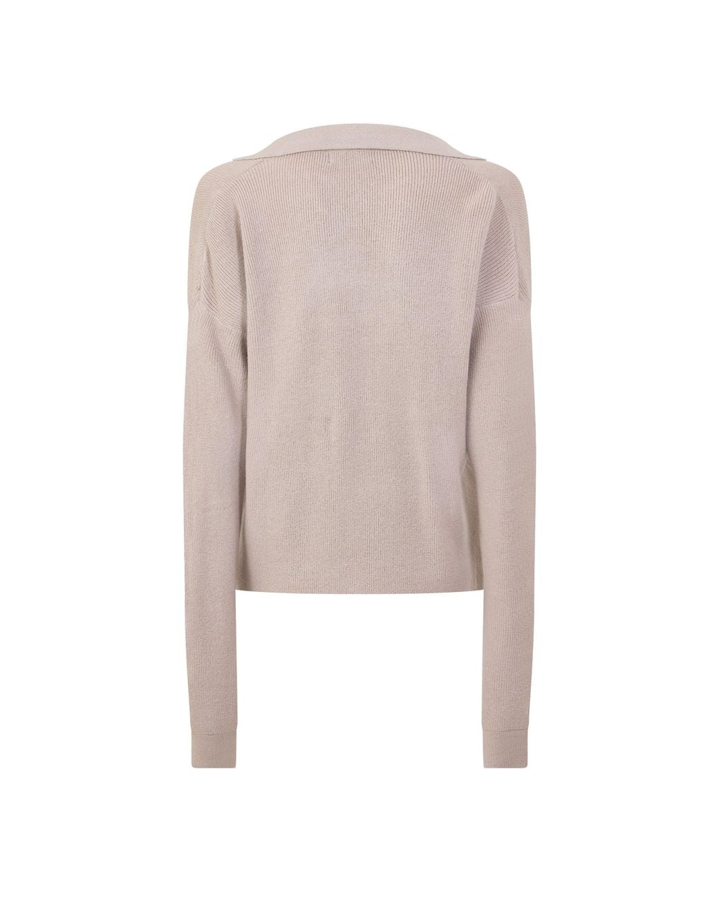 I Saw It First Natural Long-Sleeve Fine-Knit Polo Shirt