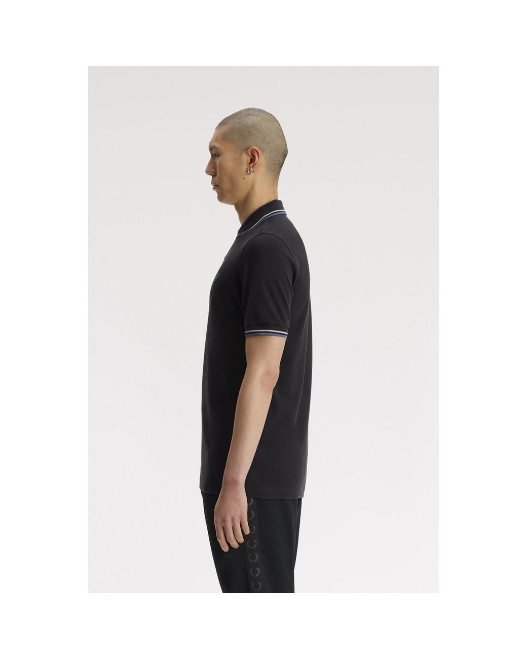 Fred Perry Black Short Sleeve Twin Tipped Polo Shirt for men