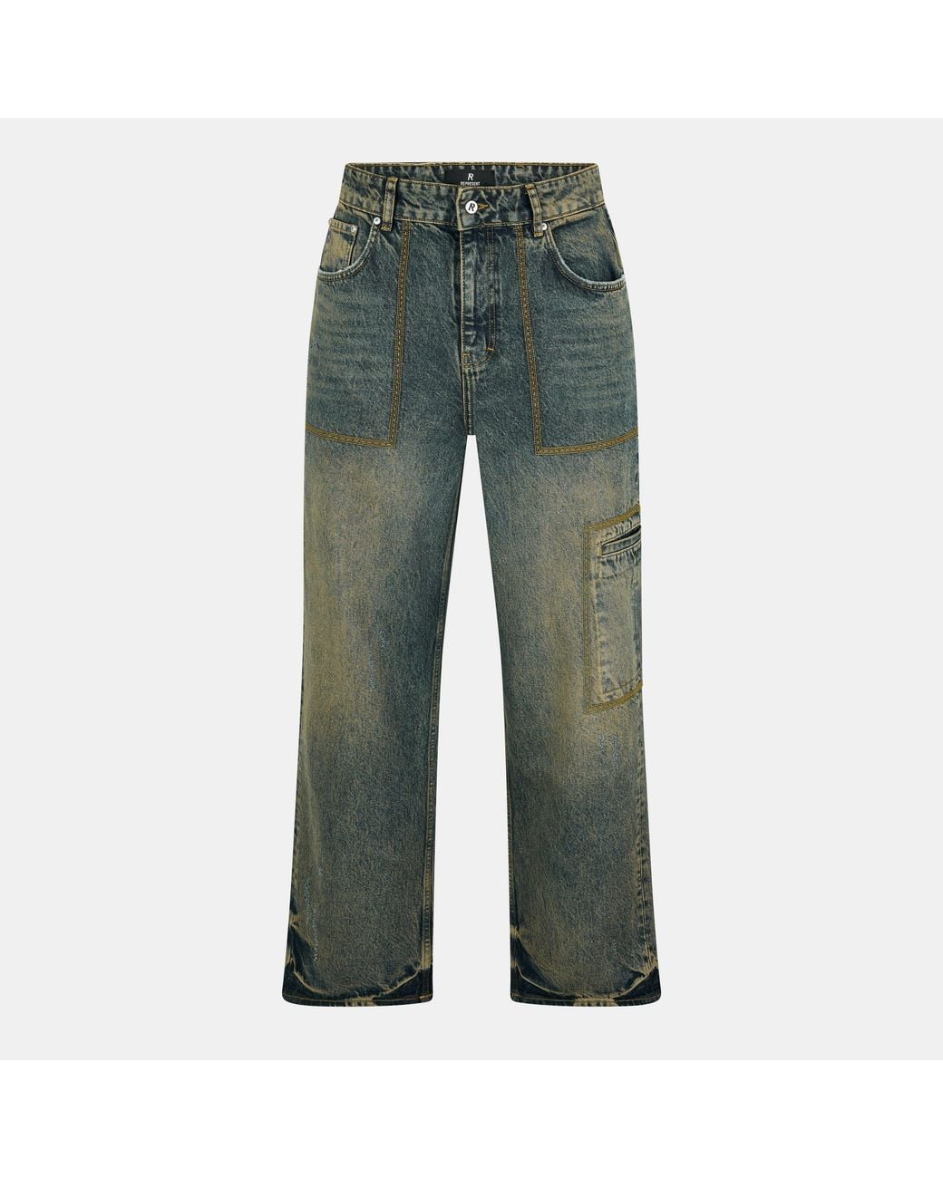 Represent Green Straight Leg Jeans for men