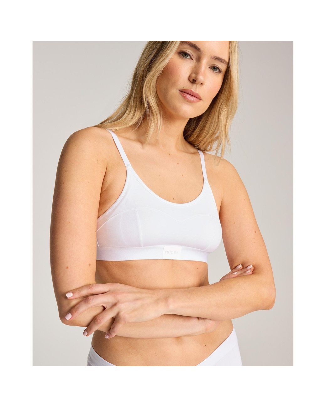 Nudea White Cotton Modal Contour Scoop Bralette