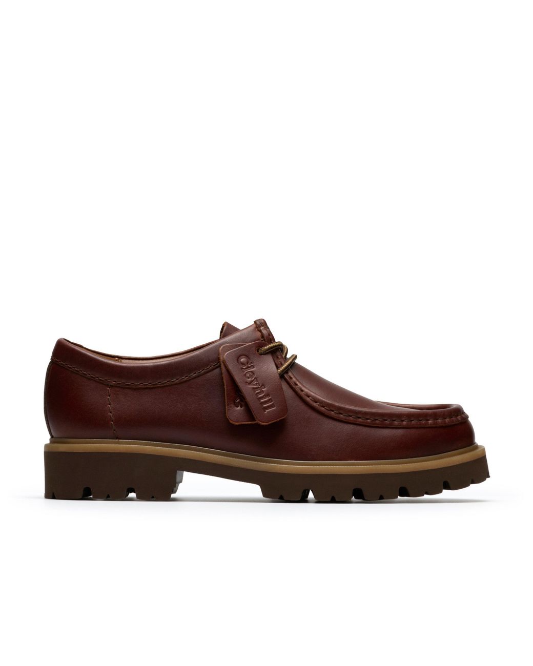 Clarks Brown Cleyhill Seam Leather Moc-Toe Shoes for men