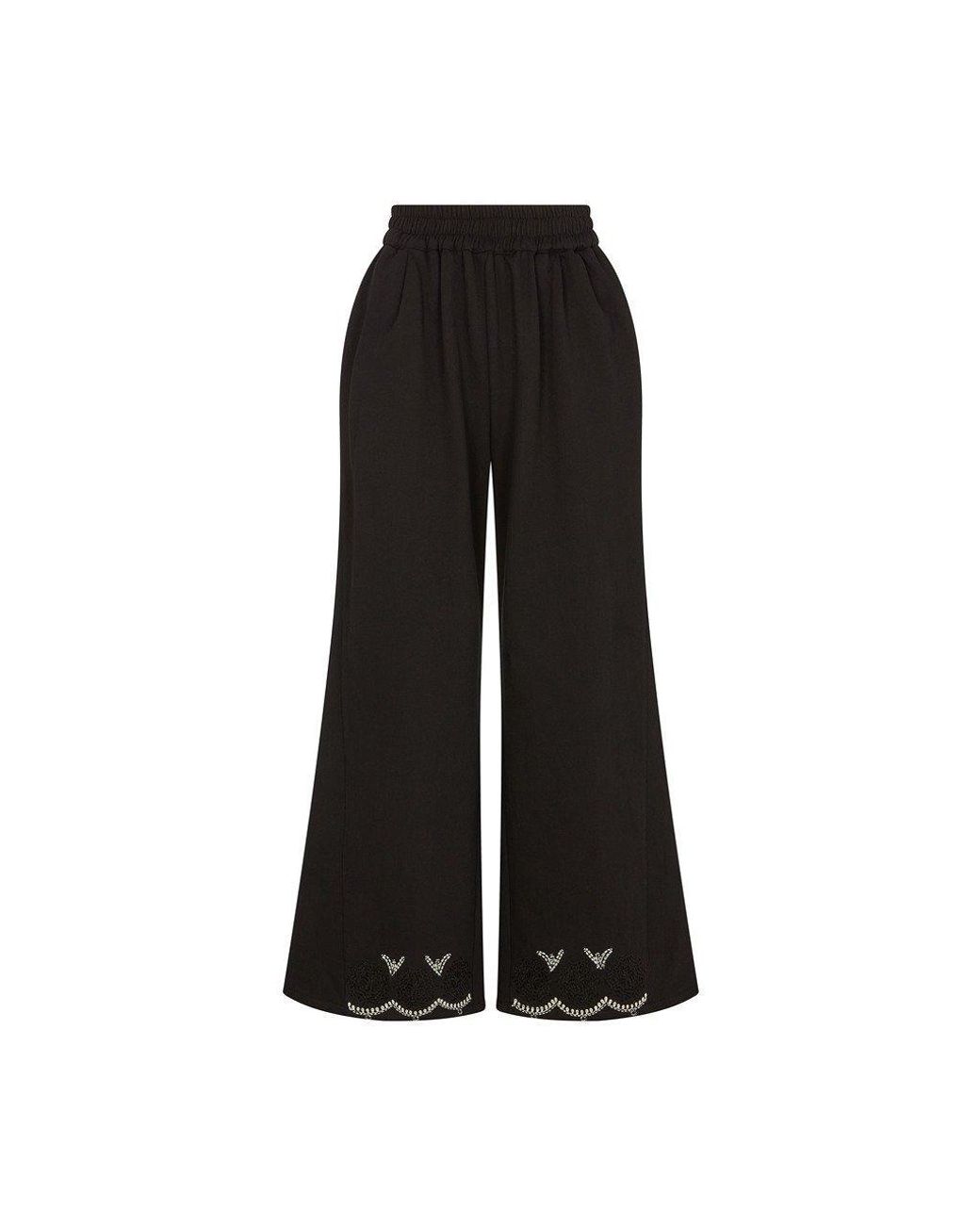 Raffya Black Marmalade Embroidered Wide Leg Trouser
