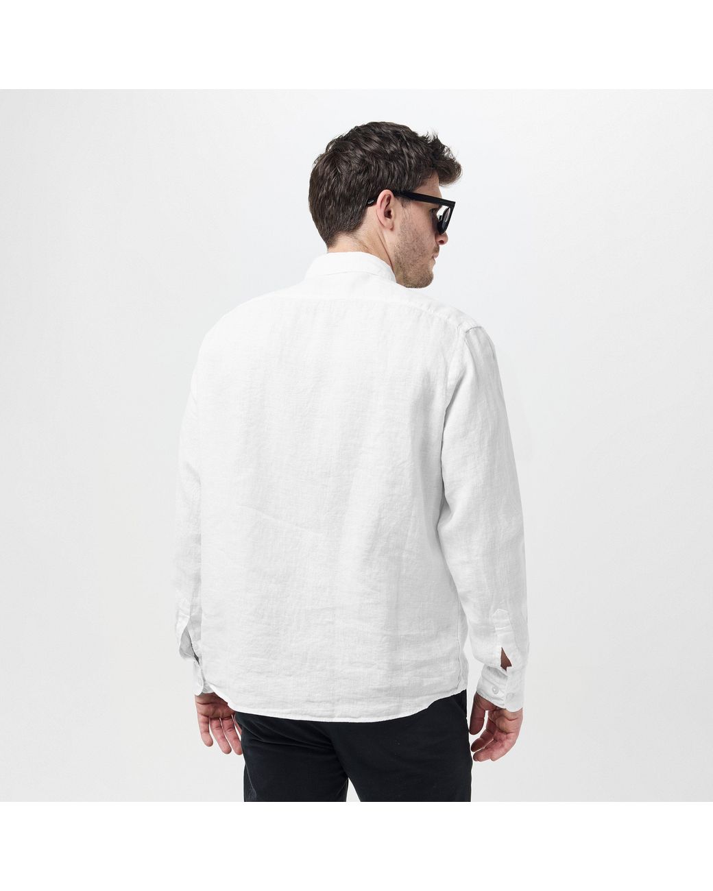 Boss White H Liam Long Sleeve Plain Shirt for men