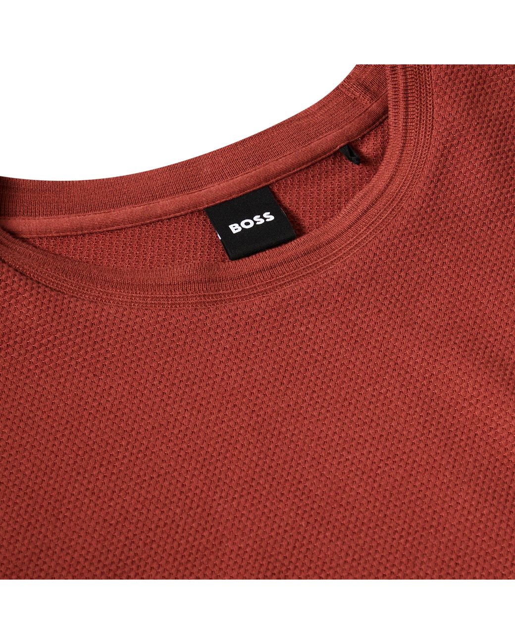 Boss Red Tiburt Bubble Structure Cotton Short Sleeve T-Shirt for men