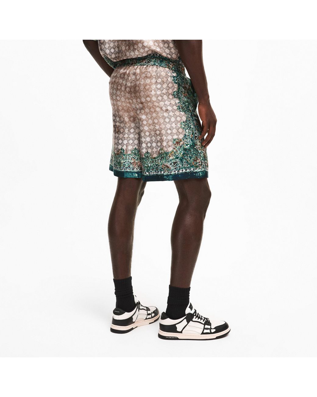Amiri Green Bandana Woven Tracksuit Shorts for men
