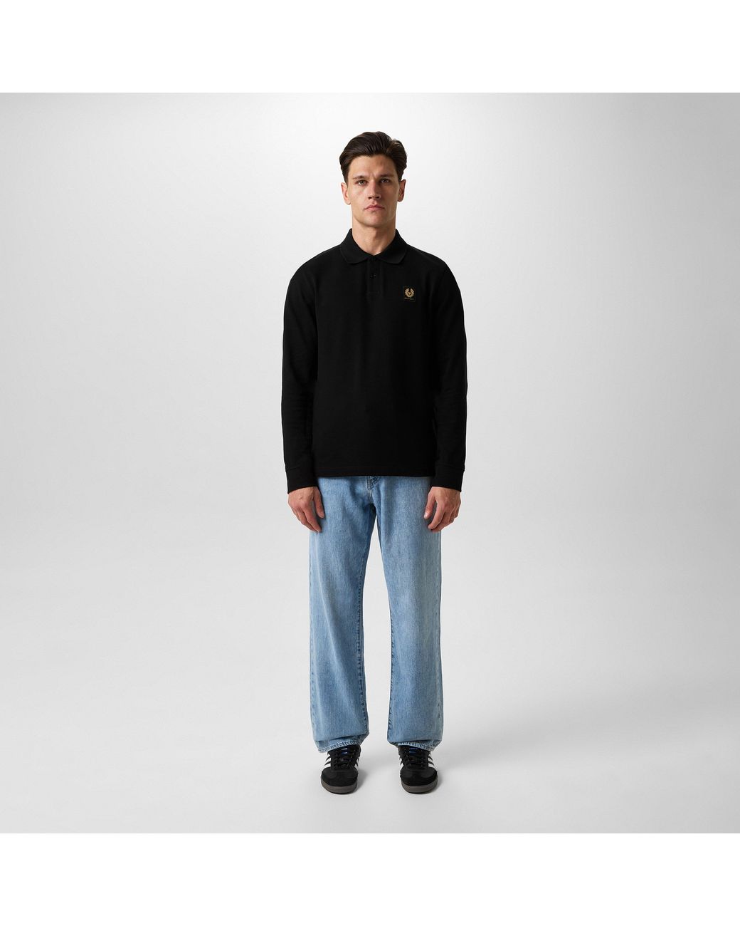 Belstaff Black Long Sleeved Polo Shirt for men