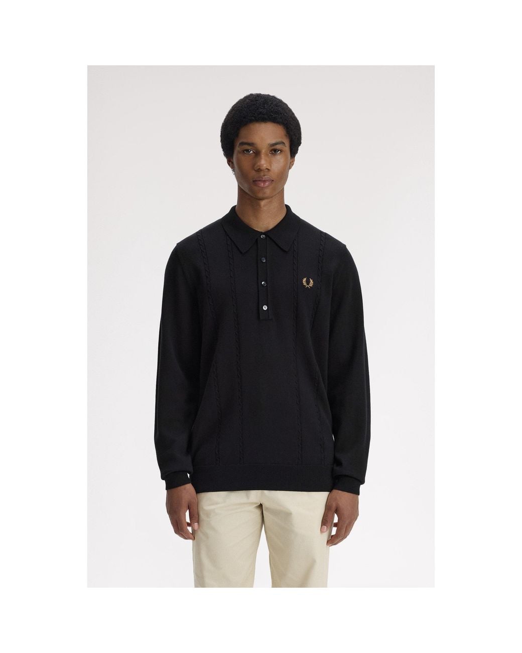 Fred Perry Blue Long Sleeve Polo Shirt for men