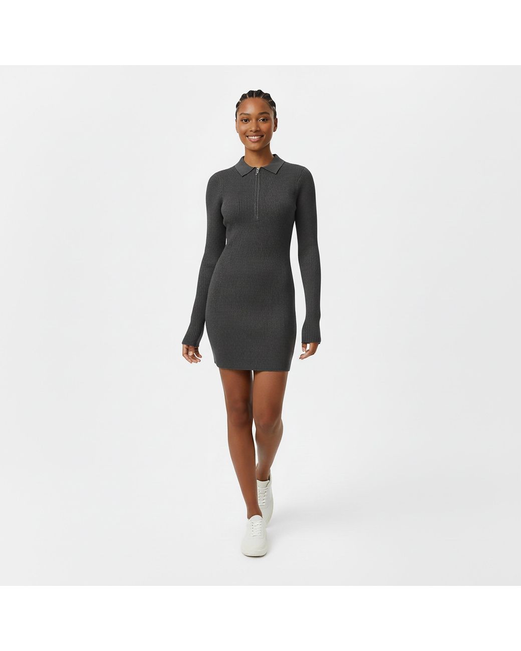 Jack Wills Black Zipped Mini Knitted Jumper Dress