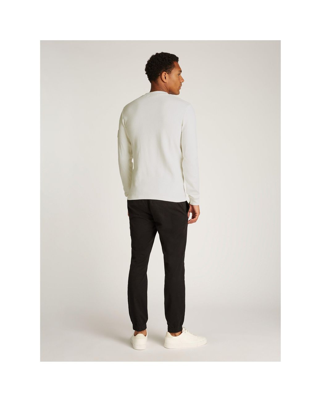 Calvin Klein White Waffle Long Sleeve Top for men