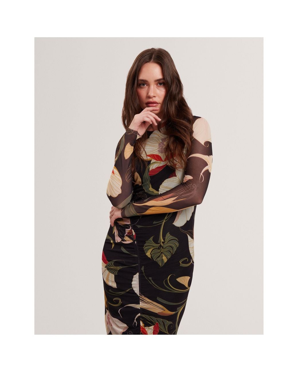 Ted Baker Black Mesh Midi Bodycon Dress