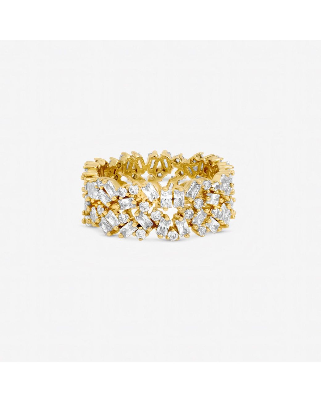 Jon Richard Metallic Plated Scattered Stone Cubic Zirconia Ring