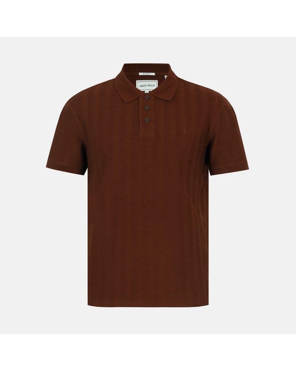 Jack Wills Brown Herringbone Cotton Short Sleeve Polo Shirt for men