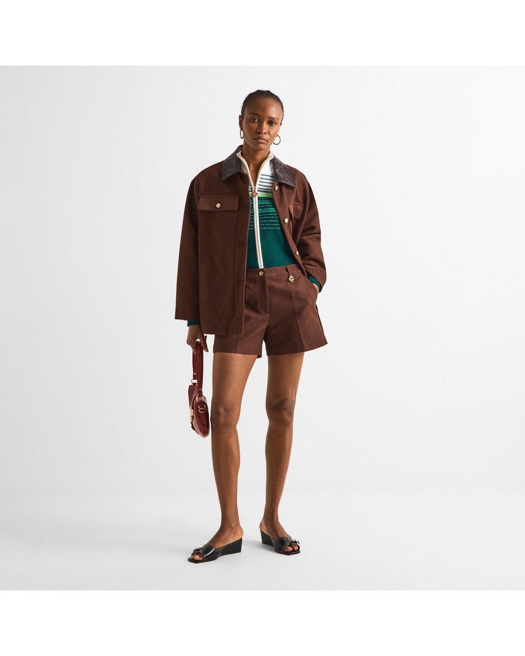 Casablanca Brown Cotton Oversized-Fit Barn Jacket