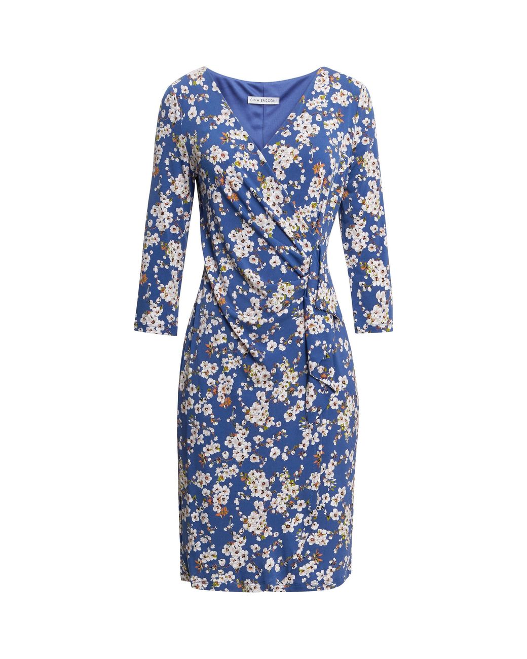 Gina Bacconi Blue Wendy Printed Jersey Dress