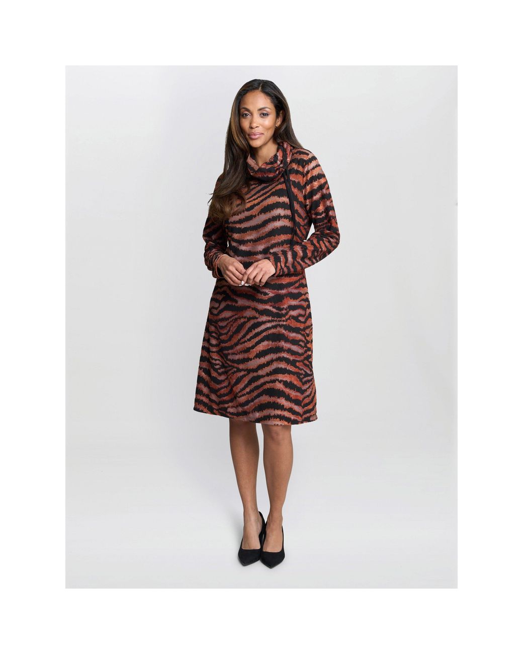 Gina Bacconi Red Aisling Animal Print Dress