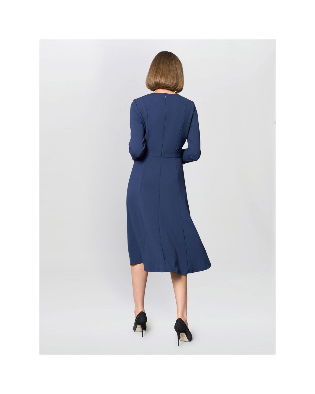 Gina Bacconi Blue Karon Long Sleeve Midi Dress